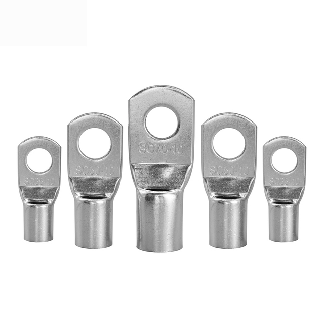 FATO Cable Lug SC Series Tinned Electrical Non-Insulated Round Battery Copper Ground Tube Crimp Terminal Lugs With Hole
