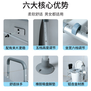 Bathroom <b>Commode</b> <b>Chair</b> For Seniors Widened Seat Portable Toilet Lift <b>Chair</b> With Adjustable Height And Safety Handles - Product Image 3