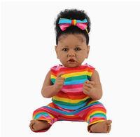 Poupée Reborn noire de 22 pouces en silicone souple, poupée bébé réaliste, teint réaliste, jouet pour enfants, cadeau d'anniversaire