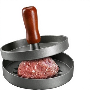 Presse à <span class=keywords><strong>mini</strong></span>-hamburgers manuelle à démoulage facile, antiadhésive, avec poignée en bois, en alliage d'aluminium, pour la préparation de galettes de burger <span class=keywords><strong>maison</strong></span> DIY - Product Image 1