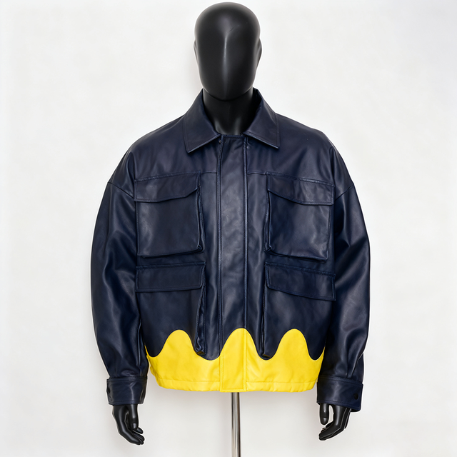 Doger Custom Embroidery Men's College Bomber Jacket Pu Leather Waterproof Streetwear Letter Stylish Letterman Jacket