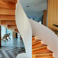 VIKO Vente à chaud Escalier incurvé de style nordique en chêne avec cadre en acier blanc Design minimaliste