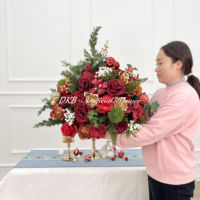 DKB Centros de Mesa con Flores Artificiales para Boda, Rosas de Seda, Hortensias, Decoraciones para Mesa, Recepción, Fiesta, Decoración para el Hogar y Bodas