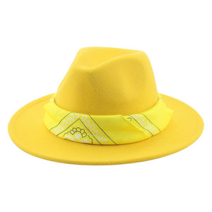 Sombrero de fieltro Fedora clásico de nuevo estilo al por mayor banda de flores de anacardo sombrero de ala grande Fedora de cinta estampado Retro de moda - Product Image 2