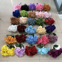 EG-A095 Dekorasi Meja Ruang Tamu Berkualitas Tinggi Bunga Daun Tunggal Pelindung Sinar Matahari Bunga Hydrangea Buatan Sentuhan Asli