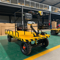 Chariot de manutention électrique à plateforme plate avec garde-corps de sécurité, siège et poignée de direction, OEM 2,5x1,1m pour usage industriel
