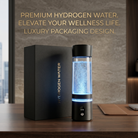 Bouteille d'eau hydrogénée portable à double compartiment 6000ppb, fonctionnement à une touche, pour les distributeurs mondiaux de produits de santé