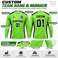 Maillot de Gardien de But Personnalisé à Manches Longues, Chemise de Football pour Gardien avec Protection Rembourrée des Coudes, Uniforme avec Nom et Numéro d'Équipe, Vente en Gros OEM