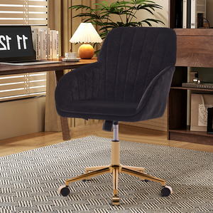 Silla de Oficina Moderna Ajustable de Tela, Silla Giratoria Ergonómica con Base de Metal, Diseño Ecológico para Uso en el Hogar y Dormitorio - Product Image 3