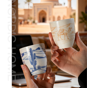 Taza de Té de 200ml con Diseño de Camello del Desierto en Estilo Etíope, Cerámica de Porcelana Fina, Duradera, Libre de BPA, Apta para Lavavajillas y Ecológica - Product Image 4