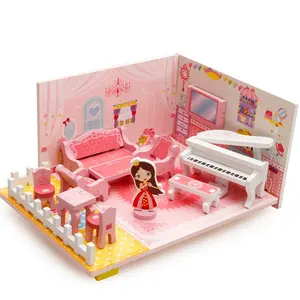 微型diy娃娃屋玩具娃娃免费防尘罩娃娃屋木制微型diy木制玩具娃娃屋