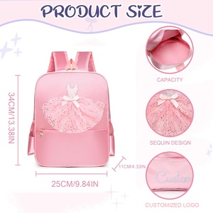 Ballett-Tanzrucksack für Mädchen Kleinkind-Rucksack Niedliche Maßgefertigte Tanz-Sporttasche Wasserdichte Gymnastiktasche als Geburtstagsgeschenk Einfarbig - Product Image 2