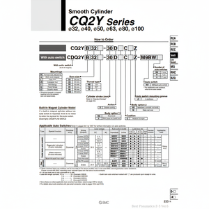 Pièces pneumatiques de CDQ2YB40-50DCMZ de cylindre lisse SMC Pneumatics - Product Image 1