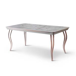 Mesa de Comedor Moderna Koza con Tapa de Mármol, Patas de Metal Rectangulares, Diseño Estable, Turquía, para Hogar, Hotel, Restaurante - Product Image 1