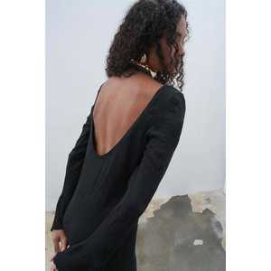 Robe longue en maille florale Sobe, col rond, coupe ample, transparente, noire, robe décontractée pour tous les jours - Product Image 6