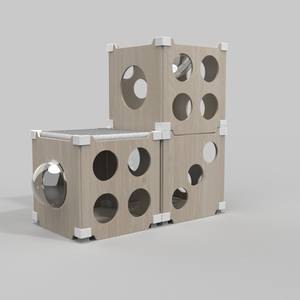 Bricolage pliable en bois intérieur grand petit <span class=keywords><strong>arbre</strong></span> à <span class=keywords><strong>chat</strong></span> <span class=keywords><strong>cube</strong></span> chambre maison pour chiens de compagnie maisons - Product Image 3