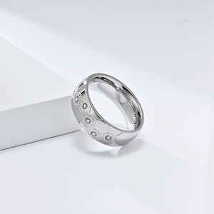 Unisex Hexagon <b>Titanium</b> Steel <b>Ring</b> Gold Black Silver Pave Setting Geometric Jewelry Gift - Product Image 4