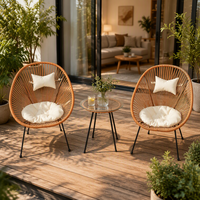 Ensemble de tables et chaises de salle à manger en rotin PE de style nordique contemporain - Mobilier d'extérieur écologique, couleur personnalisable pour balcon, patio, hôtels