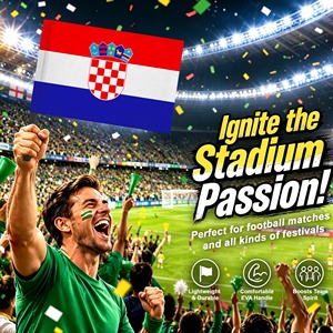 Drapeau croate imprimé 30x45cm en gros, en polyester durable avec poignée EVA de qualité supérieure, ultra flexible, pour rallye de <span class=keywords><strong>football</strong></span> - Product Image 4