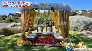 Gujrati Wedding Wooden Mandap <b>Chairs</b> Set USA Wholsale Low Seating Sankheda Vidhi Mandap <b>Chair</b> Factory Price Sydney Event Decor - Product Image 6