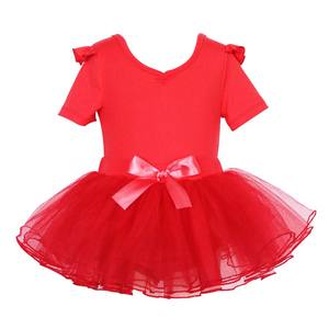 Conjunto de tutú de ballet de tul rojo para niñas, bebés y niños pequeños, ideal para verano, con falda y top corto liso, 1 unidad/bolsa OPP - Product Image 1