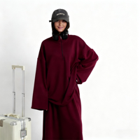 Nouvelles Abayas Lignes 2026 – Ensemble 2 Pièces Hiver en Coton pour Femmes Musulmanes : Haut et Jupe – Vêtements Islamiques