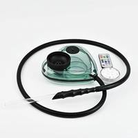 Chicha Narguilé Portable Complet en Acrylique Coloré en Forme de Cœur avec Lumières LED