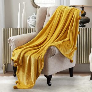 Selimut flanel Mink lembaran warna Solid kualitas tinggi tanpa penumpahan dengan Furball kecil - Product Image 2