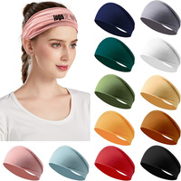 Bandeau de sport élastique antidérapant personnalisé avec logo, absorbant la transpiration, couleur unie, accessoire de coiffure pour la gym, vente en gros