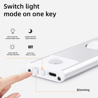Lampe d'armoire à LED rechargeable à capteur de mouvement à intensité variable ultra-mince à 3 couleurs pour armoire-vestiaire dédié au cabinet