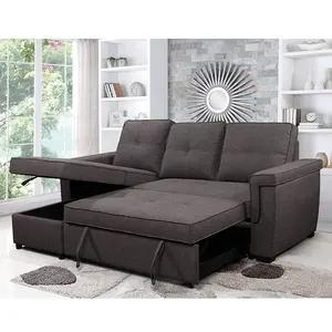 Tianhang Directe Verkoop Moderne Bank L-Vormige Linnen Stof Woonkamer Sofa Set Stoel Bed Uittrekbare Slaapbank