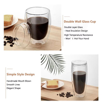 Taza de Vidrio de Borosilicato de Doble Pared, Resistente al Calor, Aislada, para Café, Té y Agua, para Hogar y Oficina