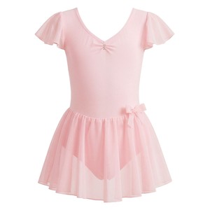 Justaucorps de ballet pour filles, robe de danse en mousseline de soie, tutu, col en V, manches courtes, vêtements de danse pour l'entraînement et les spectacles - Product Image 2