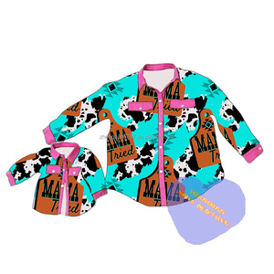 Camiseta con estampado de turquesa para bebé, ropa de Boutique occidental para bebé, Tops Super bonitos para mamá y <span class=keywords><strong>yo</strong></span> - Product Image 4