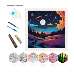 Peinture <span class=keywords><strong>Diamant</strong></span> Mosaïque Loup Blanc Lune Poisson 5D DIY Kits de <span class=keywords><strong>Broderie</strong></span> <span class=keywords><strong>Diamant</strong></span> Strass - Product Image 2