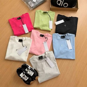 T-shirt da <span class=keywords><strong>donna</strong></span> a maniche corte girocollo in <span class=keywords><strong>cotone</strong></span> pesante, edizione autentica A*o, logo Silver-label, colori pastello, stile minimalista - Product Image 2