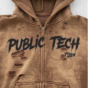 Sudaderas con Capucha Extra Grandes para Hombre, Personalizadas, 450 g/m², 100 % Algodón, Felpa Francesa, Lavado Ácido, Estampado Digital, Otoño - Product Image 2