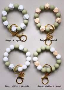 <strong>Wristlet</strong> <strong>Keychain</strong> 2/3 Silicone Dark+Earthy Tones Charm Bracelet Key Chain - Product Image 3