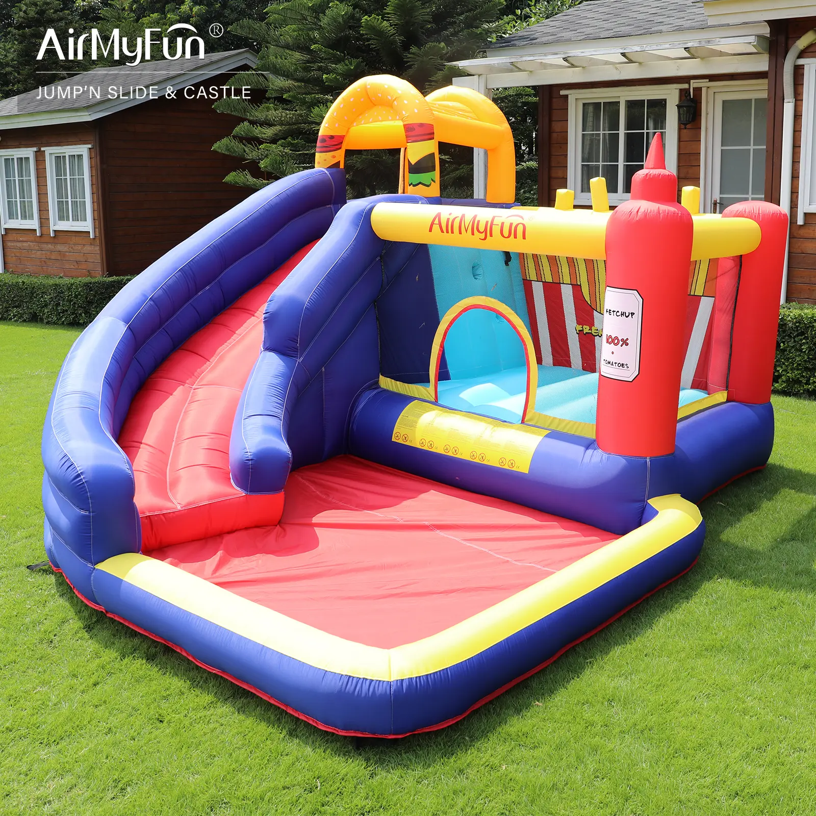 Hoge Kwaliteit Firma Party Game Air Speelgoed Frietjes Glijbanen Kids Bounce Huis Opblaasbare Springkussen Voor Kinderen