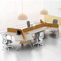 Meubles de bureau modulaires modernes européens pour espace ouvert, couleur kaki orange, poste de travail cloisonné pour 3 à 6 personnes