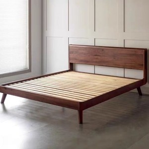 เตียงเก็บของไม้เนื้อแข็ง 1.5 ม. ไม้เชอร์รี่ หัวเตียงมีไฟ ห้องนอน เตียงคู่ - Product Image 4