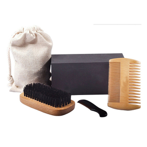 Ensemble de peignes à barbe et <span class=keywords><strong>moustache</strong></span> en poils de sanglier avec manche en bois, brosse à cheveux, outil de rasage <span class=keywords><strong>pour</strong></span> homme, coffret cadeau - Product Image 3