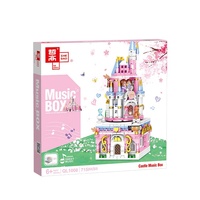 Mainan Bangunan Kastil Rumah Bata Moc dengan Kotak Musik, Blok Bangunan Kastil dengan Suara dan Cahaya