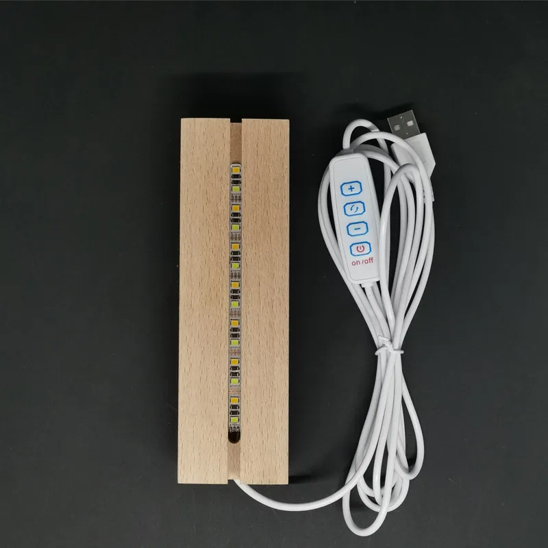 Бук с usb-зарядкой, прямоугольный ночник, деревянные Светодиодные хрустальные основания для настраиваемой акриловой доски