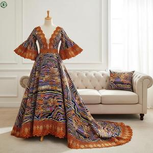 Phi truyền thống thời trang bán buôn ren vải áo pha lê thêu vải guipure cho may mặc senegal và Mali - Product Image 4