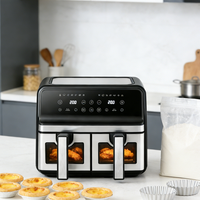 Fast Air Circulation Heating Visible Cooking Window Dual Basket Air Fryer Electric Hot Air Fryer Multi-function Air Fryer