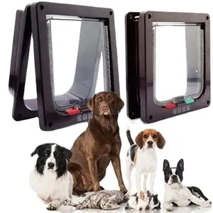4ウェイロック可能な犬猫子猫ドアセキュリティフラップドアABSプラスチックS/M/L動物小型ペット猫犬ゲートドアペット用品