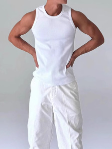 Gebreide zomertanktop met spierpasvorm, mouwloos, gym, bodybuilding, geribbeld, voor heren - Product Image 5