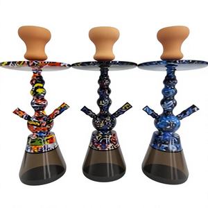 Chicha moderne colorée avec corps en plastique finition marbre et un seul tuyau pour fumer la chicha - Product Image 4
