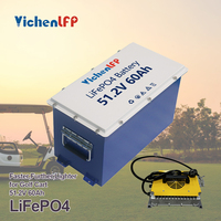 Batterie LiFePO4 Yichen YCST-4860-E 51.2V 60Ah pour voiturette de golf, 6000 cycles, bornes à courant élevé M8 200A, BMS intégré, boîtier métallique, CE